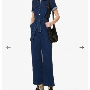 PAIGE
Anessa short-sleeved stretch-denim jumpsuit